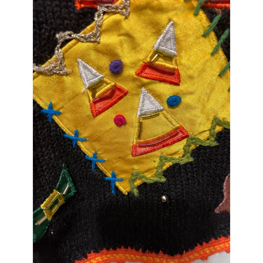 VTG Basic Editions Halloween Sweater Vest XL Blk Pumpkin Ghost Witch Cat Cottage - Picture 9 of 10